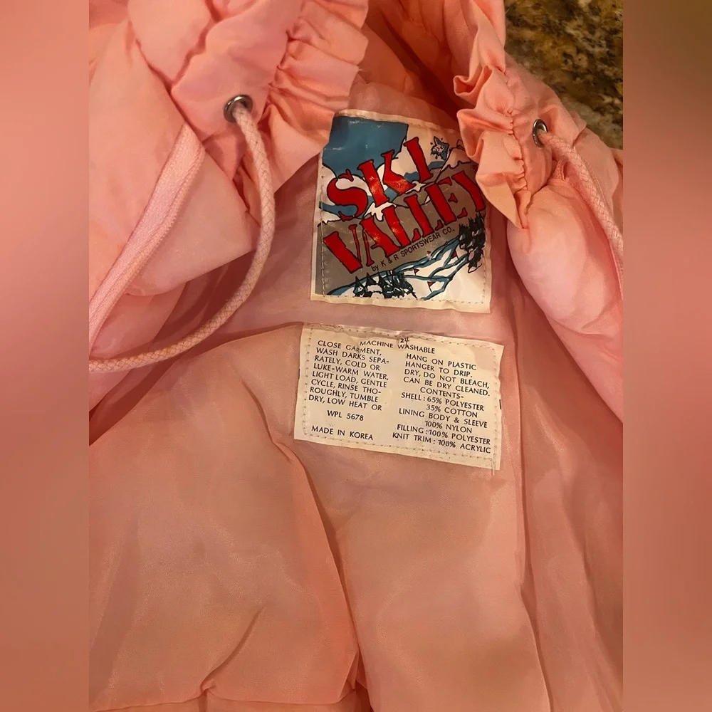 Adorable Vintage 24 M Ski Valley Snow Suit‎ Bear Embroidered Pink
